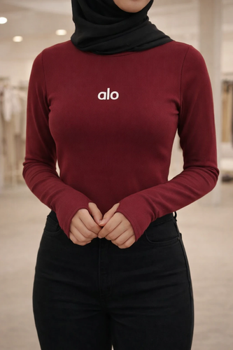 بادی یقه اسکی زنانه چری /بادی یقه اسکی زرشکی