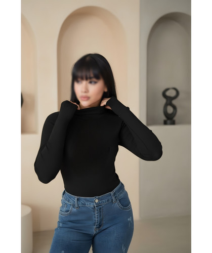 بادی مشکی زنانه آستین فینگر