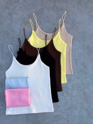 تاپ کبریتی زنانه رنگی بندماکارون